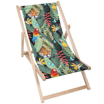 Holz Liegestuhl Jaguar And Palm Leaves