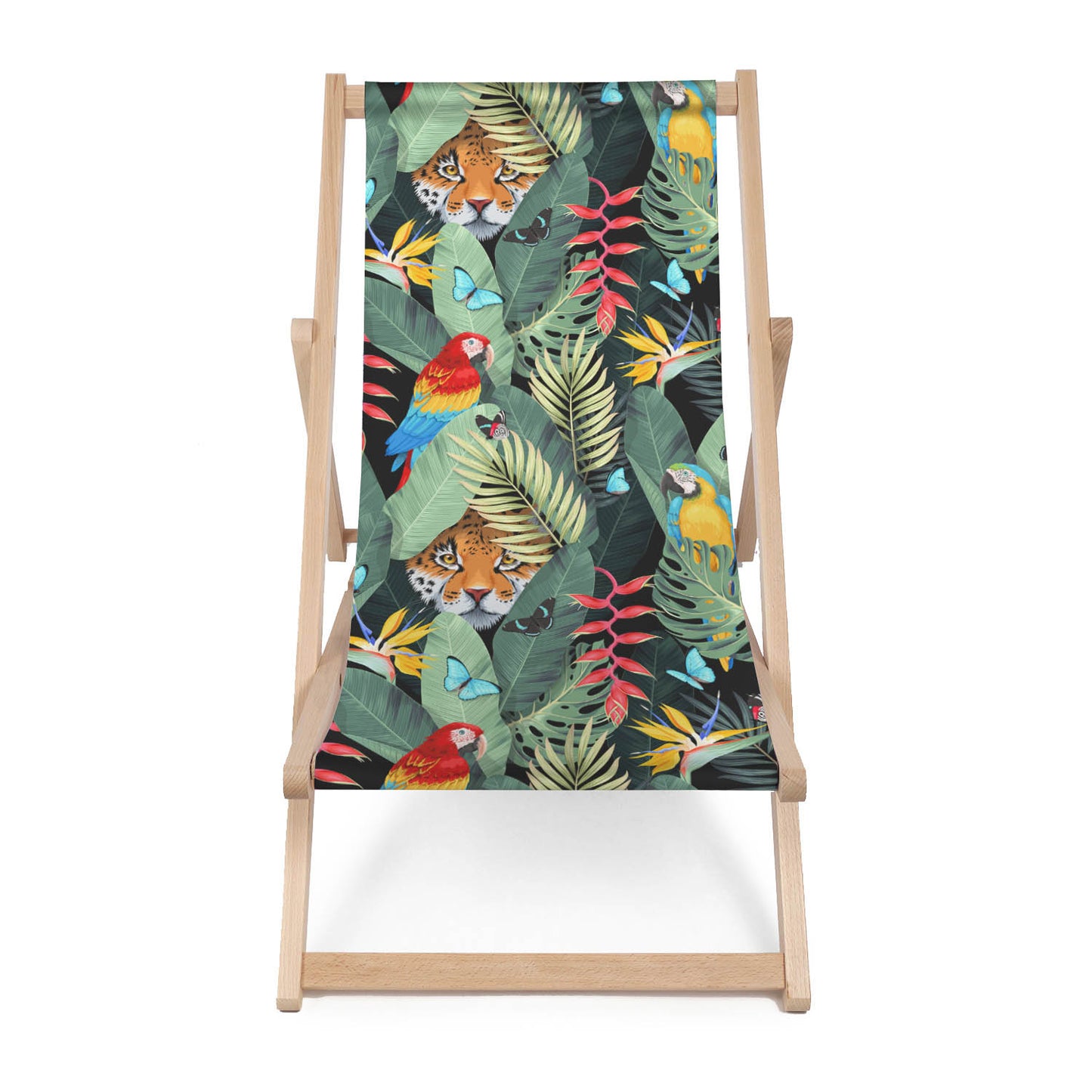Holz Liegestuhl Jaguar And Palm Leaves