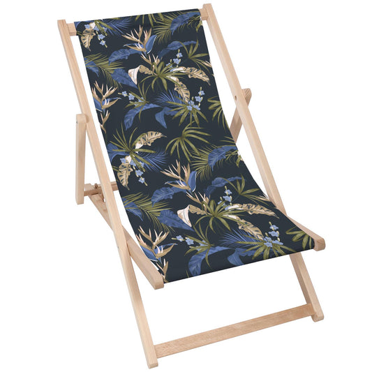 Holz Liegestuhl Exotic Blue Leaves