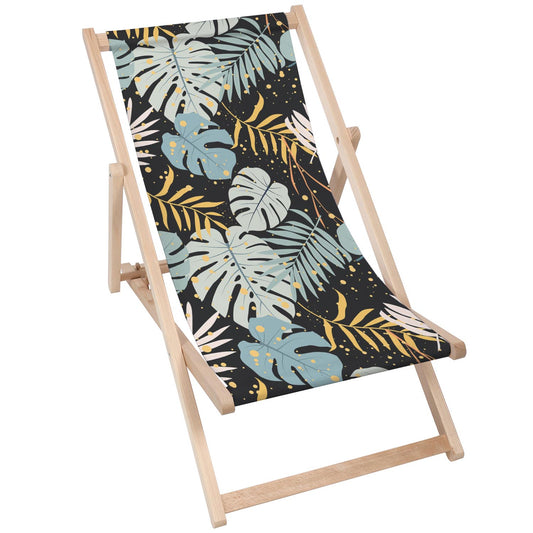 Holz Liegestuhl Tropical Art Leaves