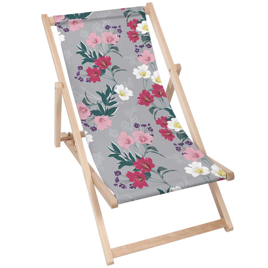 Holz Liegestuhl Flowers On A Gray Background