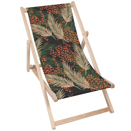 Holz Liegestuhl Leopard Palm Leaves
