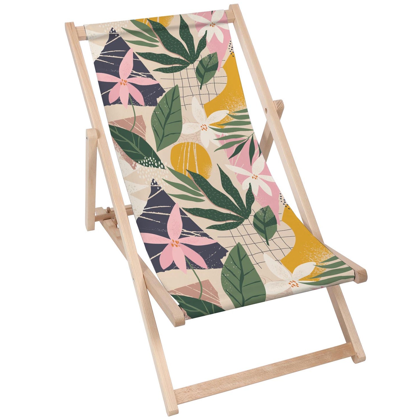 Holz Liegestuhl Collage Floral