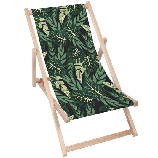 Holz Liegestuhl Dark Green Monstera