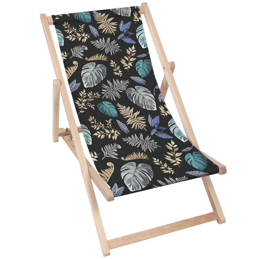 Holz Liegestuhl Tropical Palm Leaves