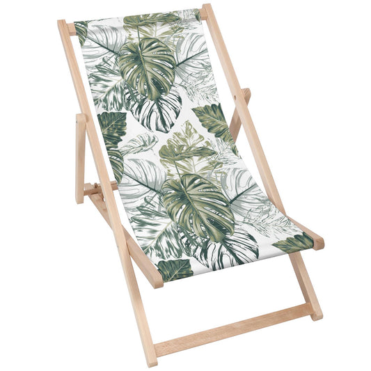 Holz Liegestuhl Monstera Green Leaf