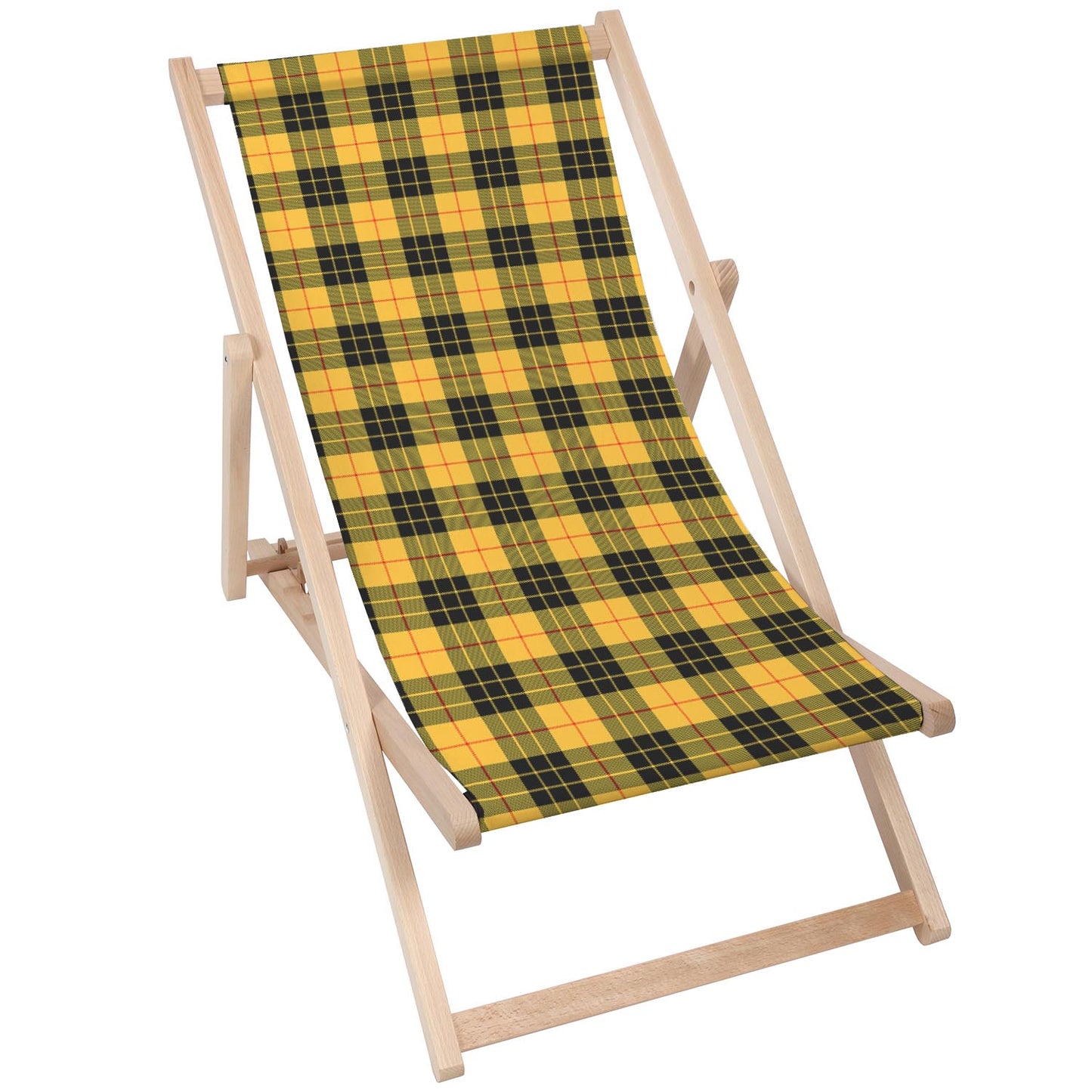 Holz Liegestuhl Tartan Yellow