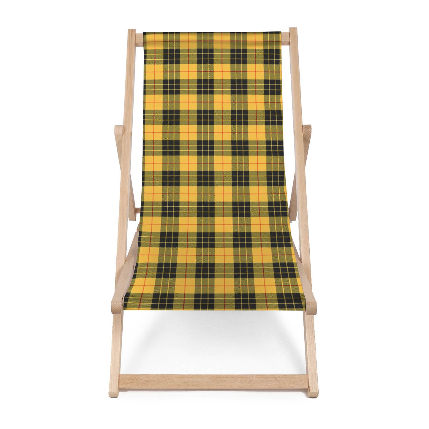 Holz Liegestuhl Tartan Yellow