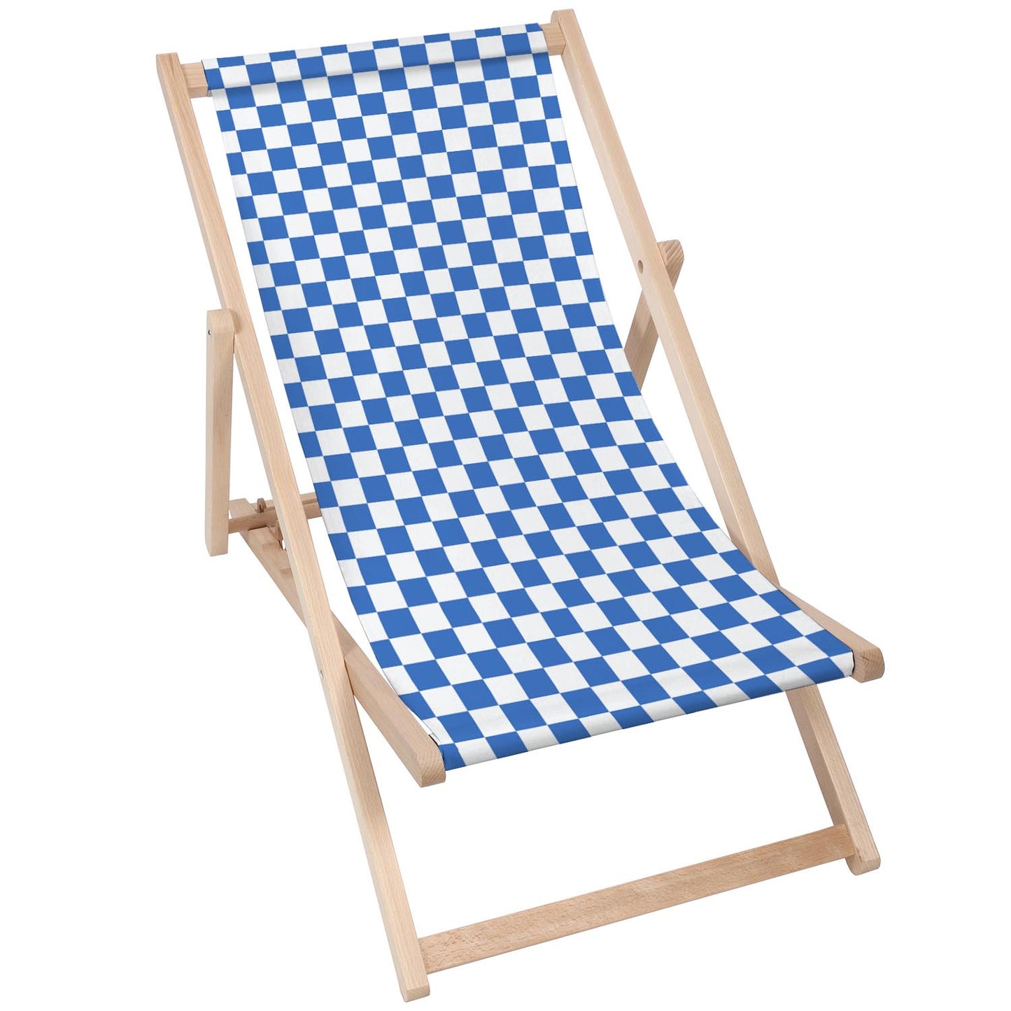 Holz Liegestuhl Checkered Blue