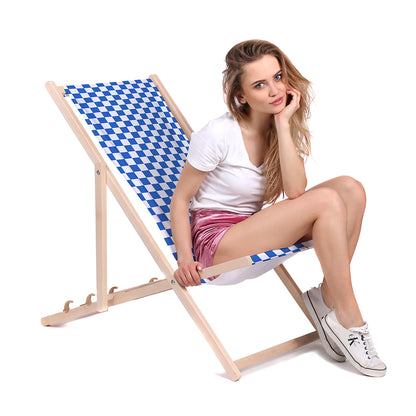 Holz Liegestuhl Checkered Blue
