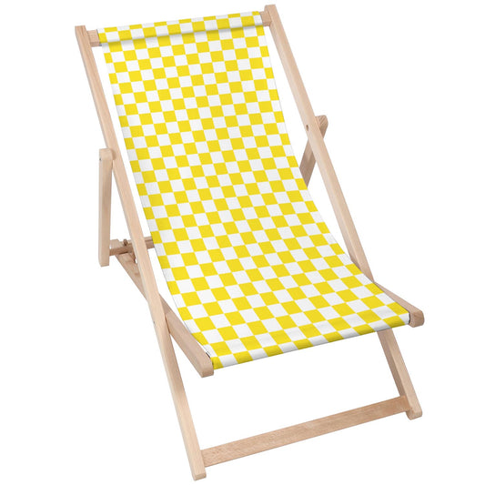 Holz Liegestuhl Checkered Yellow
