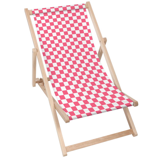 Holz Liegestuhl Checkered Pink