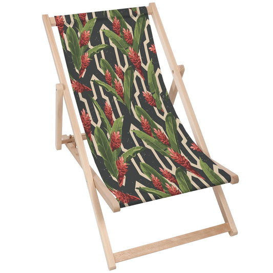 Holz Liegestuhl Tropical Red Flowers