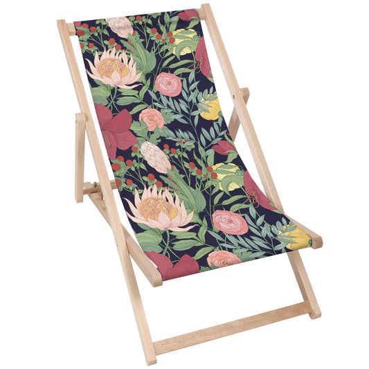 Holz Liegestuhl Blooming Flowers