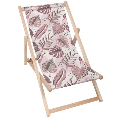 Holz Liegestuhl Pink Exotic Leaves