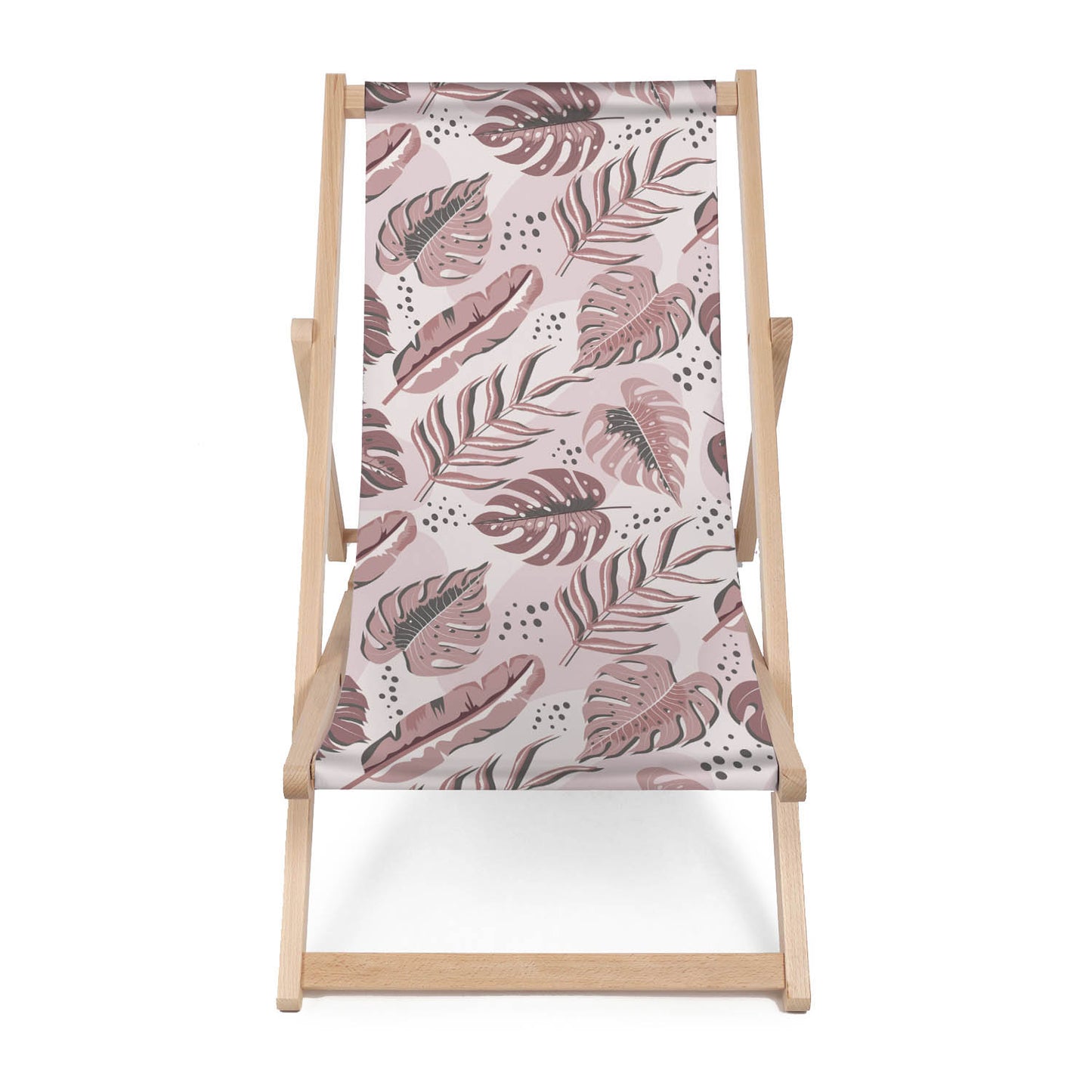 Holz Liegestuhl Pink Exotic Leaves