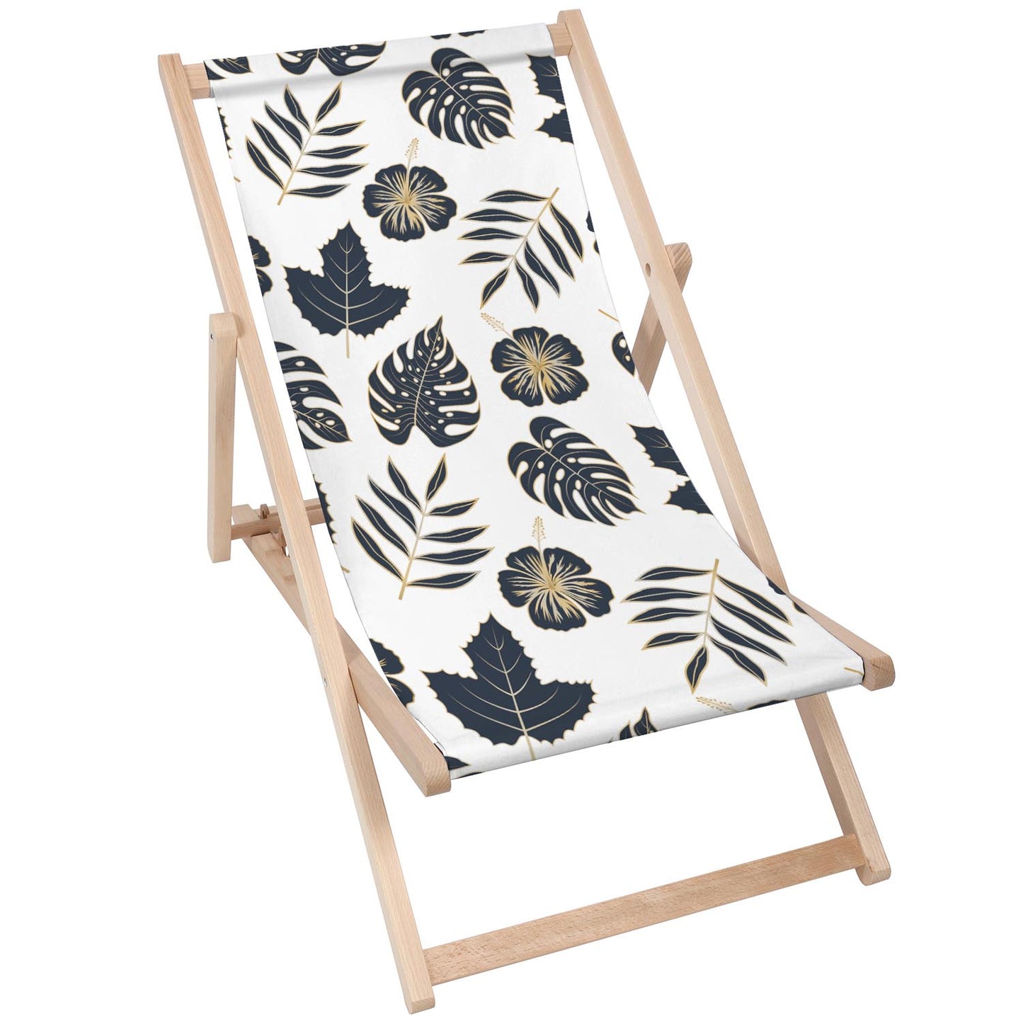 Holz Liegestuhl Black And Gold Leaves