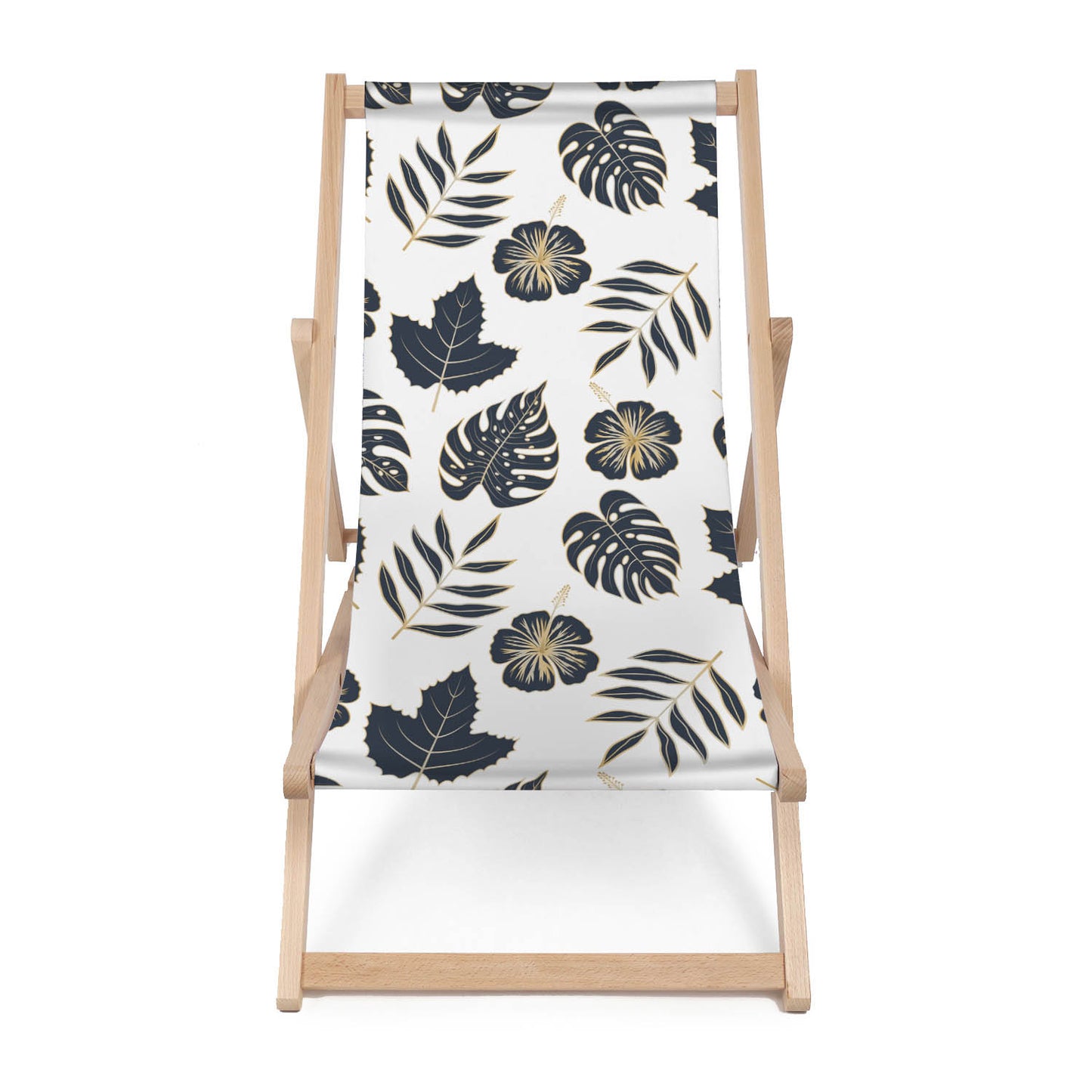 Holz Liegestuhl Black And Gold Leaves
