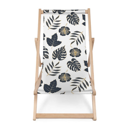 Holz Liegestuhl Black And Gold Leaves