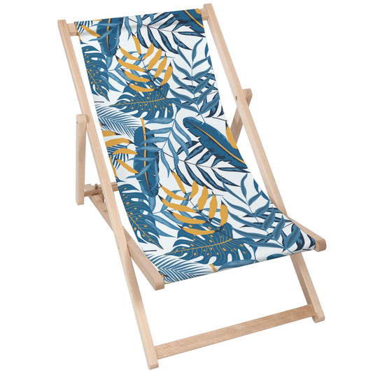 Holz Liegestuhl Blue And Gold Leaves