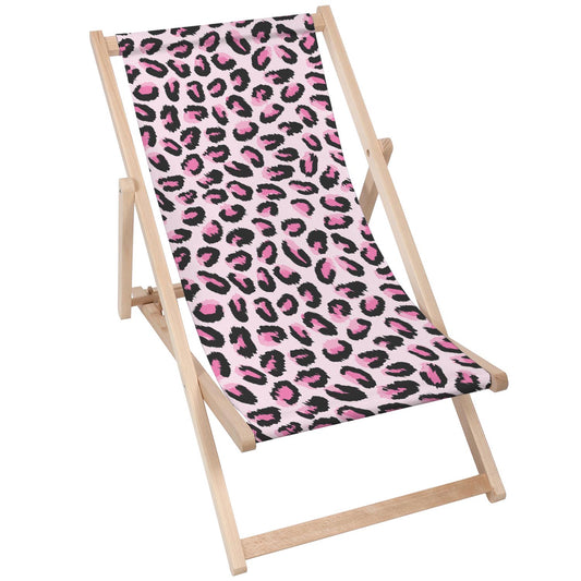 Holz Liegestuhl Pink Leo Animal Pattern