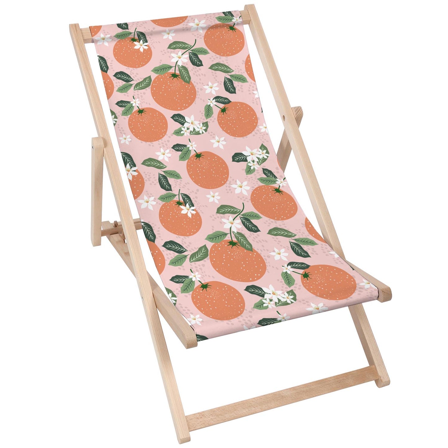 Holz Liegestuhl Orange Flowers