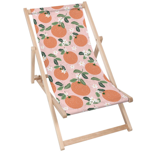 Holz Liegestuhl Orange Flowers