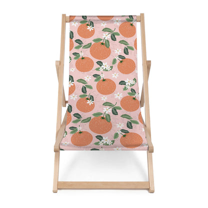 Holz Liegestuhl Orange Flowers