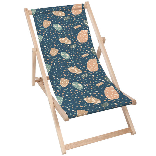 Holz Liegestuhl Navy Terrazzo