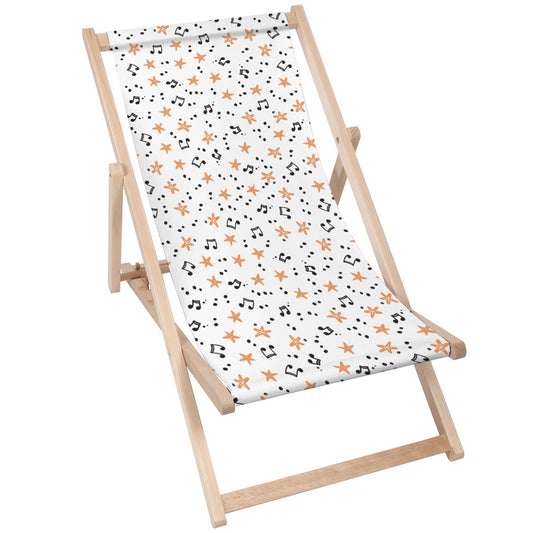 Holz Liegestuhl Music Notes White