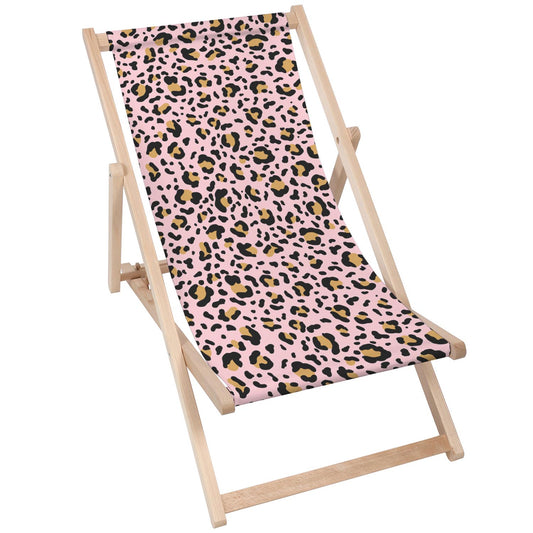 Holz Liegestuhl Leopard Pink