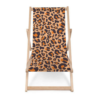 Holz Liegestuhl Leopard Orange Print