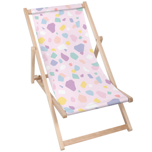 Holz Liegestuhl Pastel Pink Terrazzo