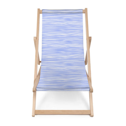 Holz Liegestuhl Blue Stripes