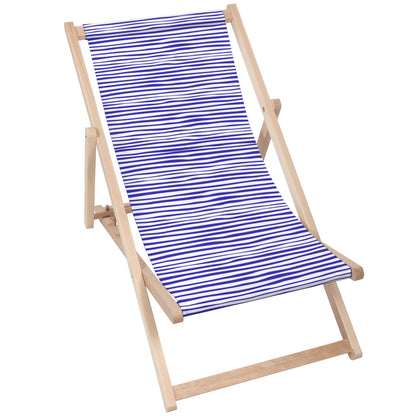 Holz Liegestuhl Navy Blue Stripes