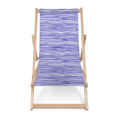 Holz Liegestuhl Navy Blue Stripes