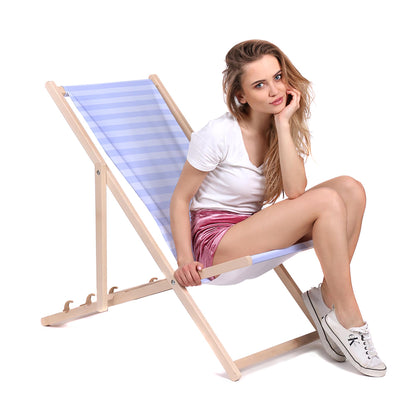 Holz Liegestuhl Blue Geometric Stripes