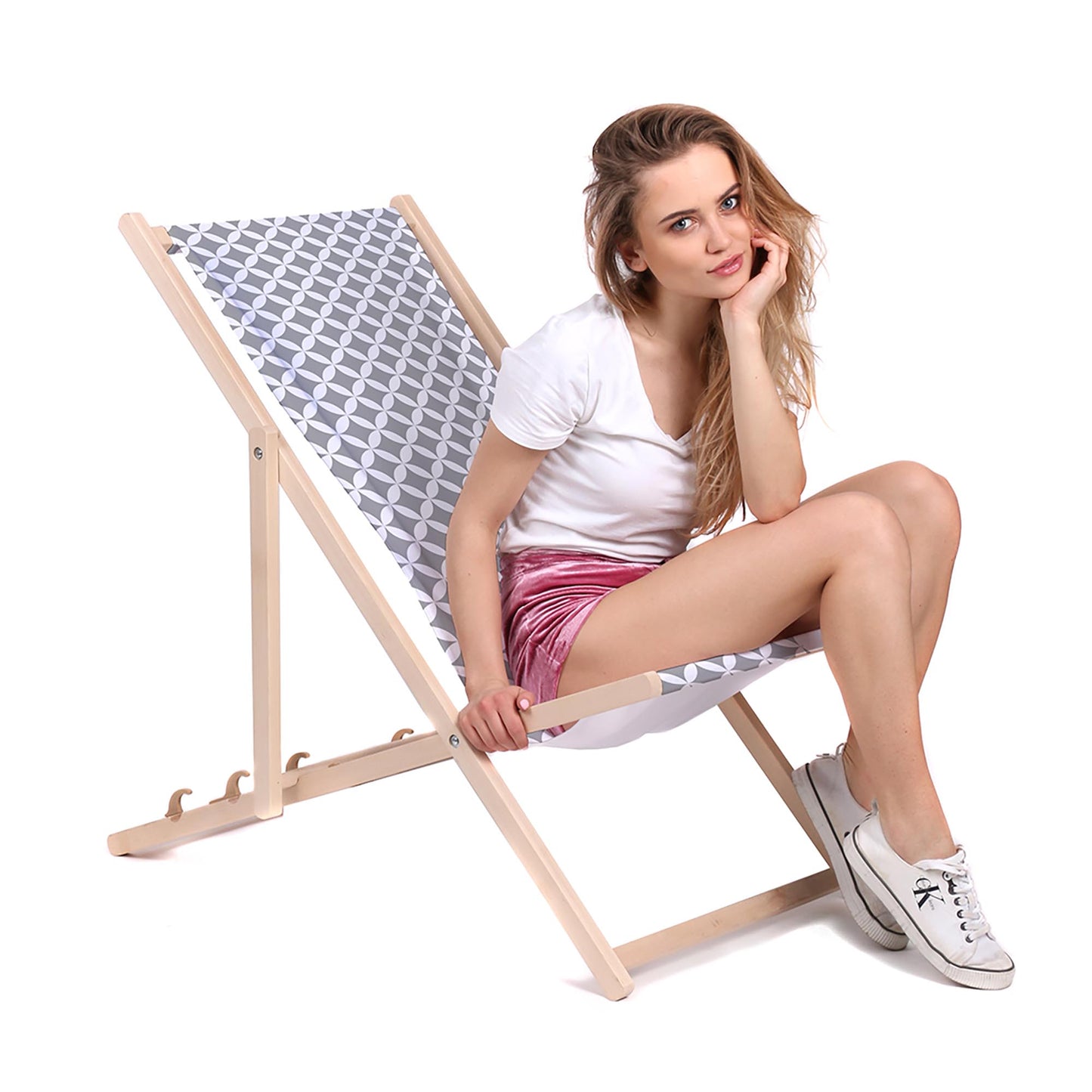 Holz Liegestuhl Grey Geometric Rhombus