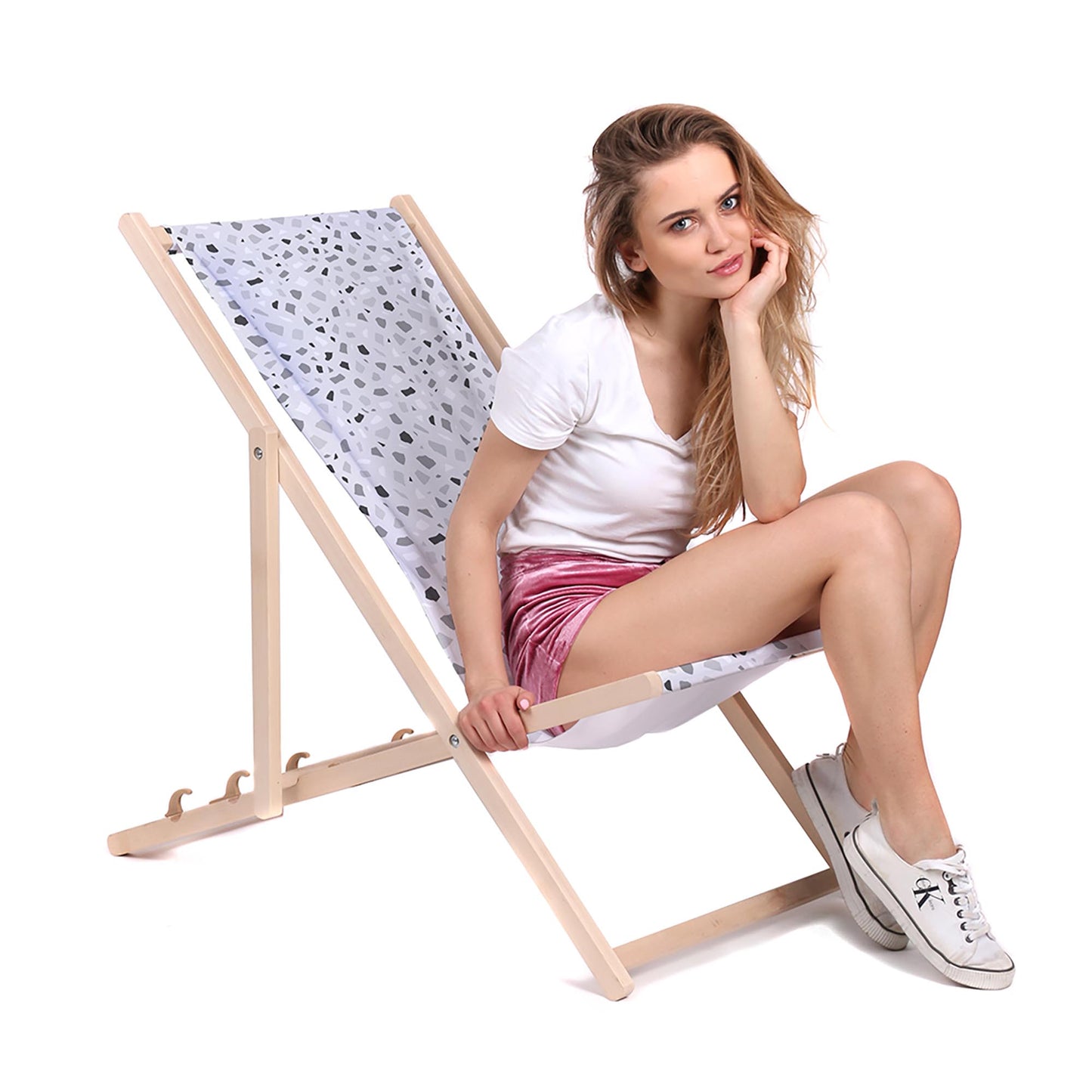 Holz Liegestuhl Monochromatic Terrazzo