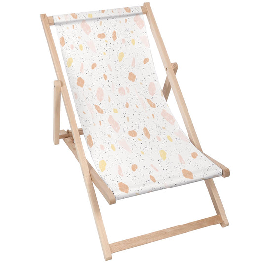 Holz Liegestuhl Hand Painted Terrazzo