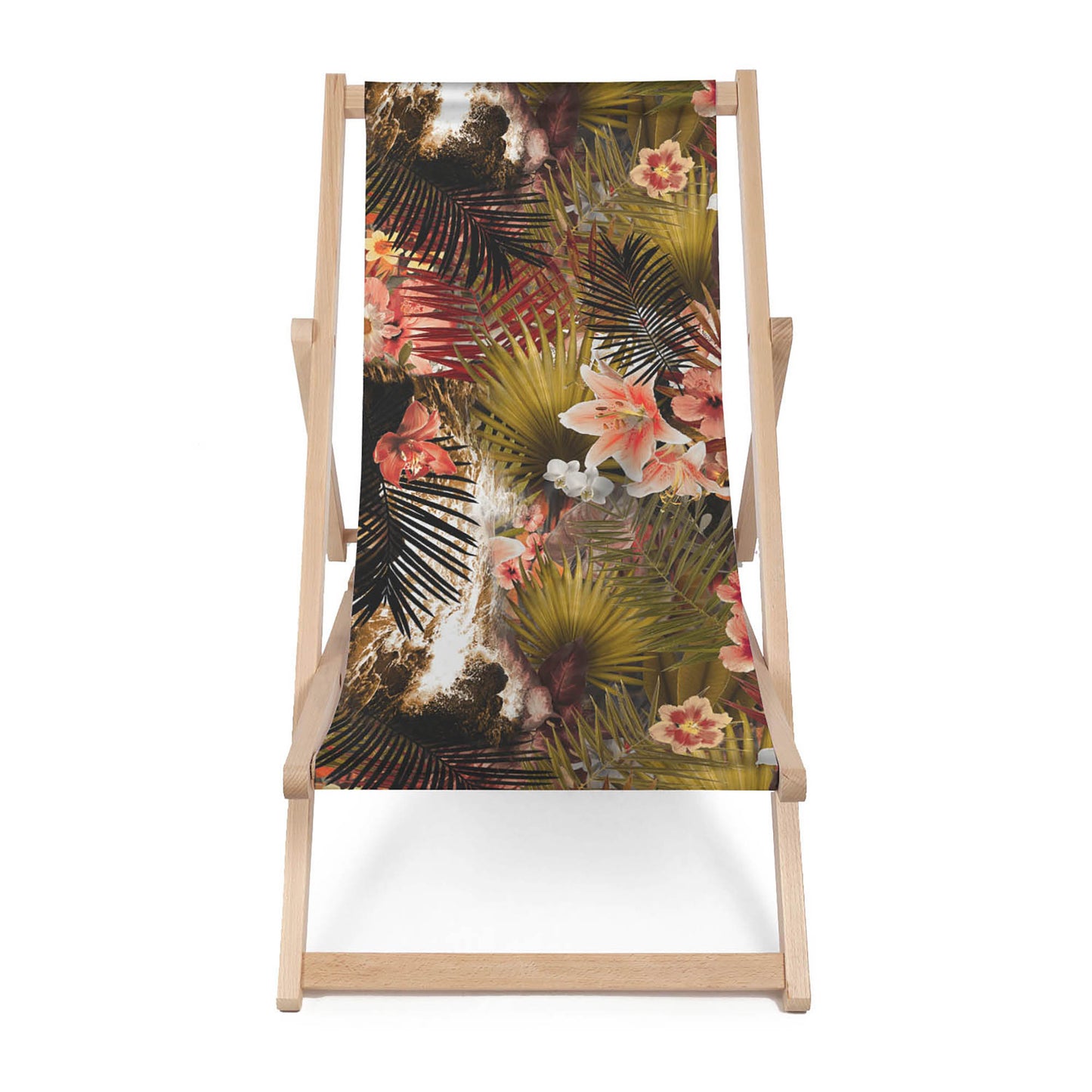 Holz Liegestuhl Red Tropical Flowers