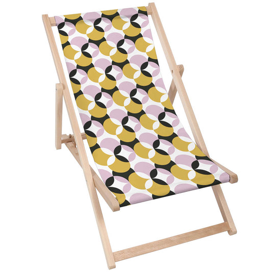 Holz Liegestuhl Vintage Geometric
