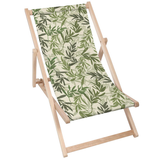 Holz Liegestuhl Green Leaves