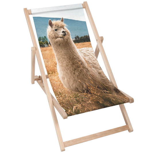 Holz Liegestuhl Fluffy Alpaca