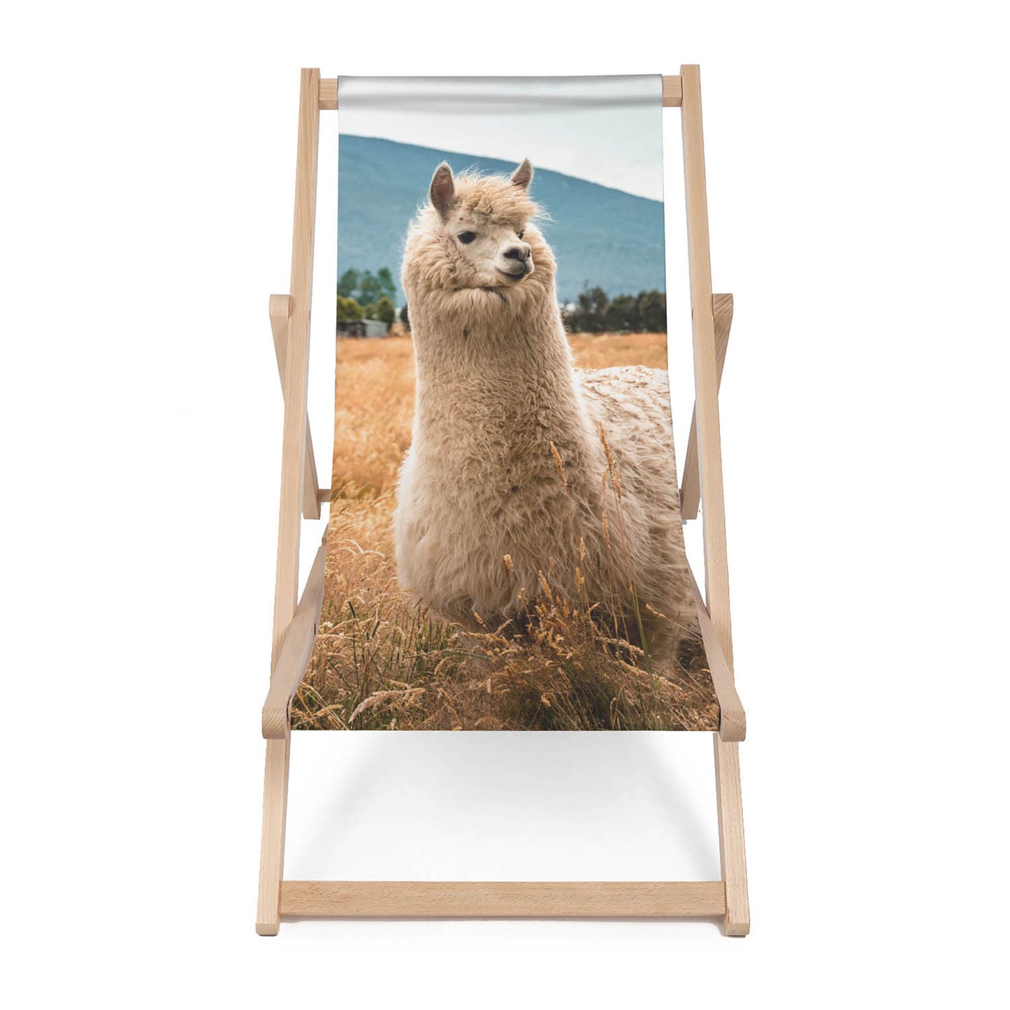 Holz Liegestuhl Fluffy Alpaca