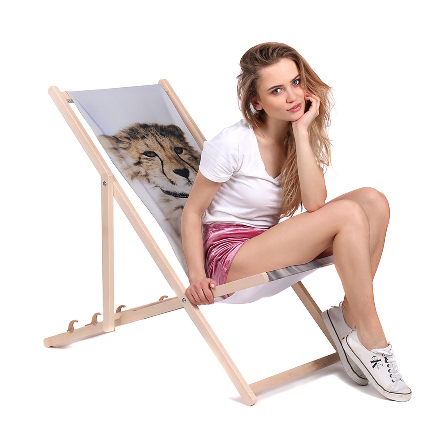 Holz Liegestuhl Leopard Kitten