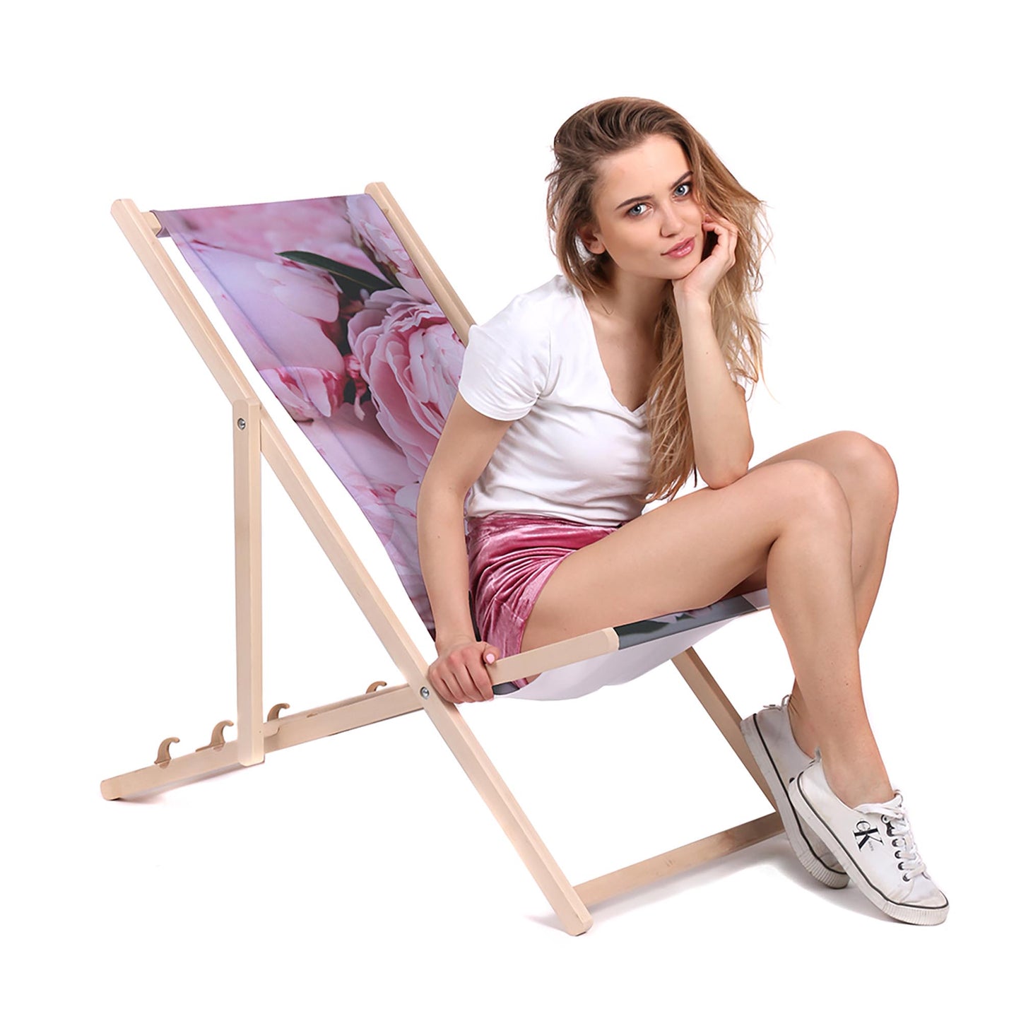 Holz Liegestuhl Peonies Blossom