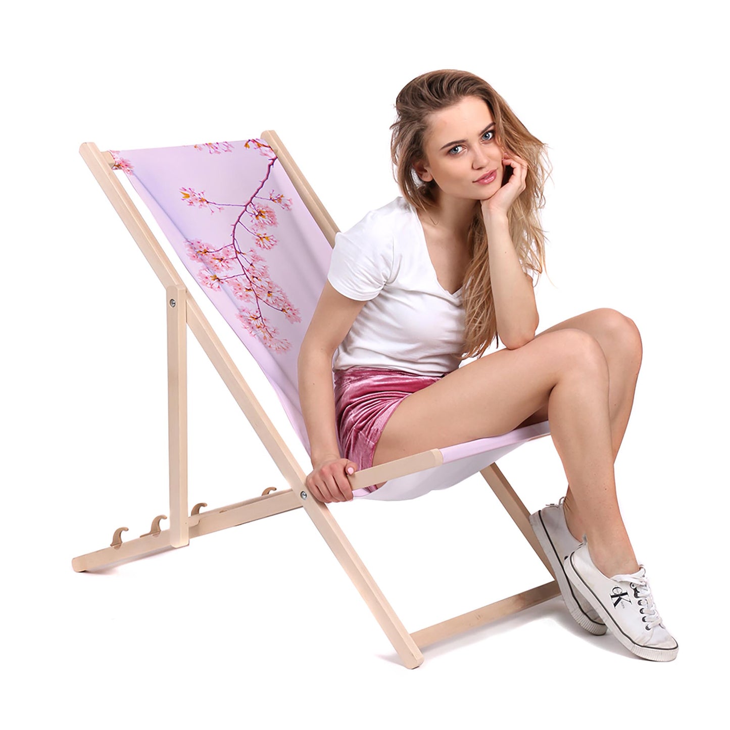 Holz Liegestuhl Pink Floral Vibes
