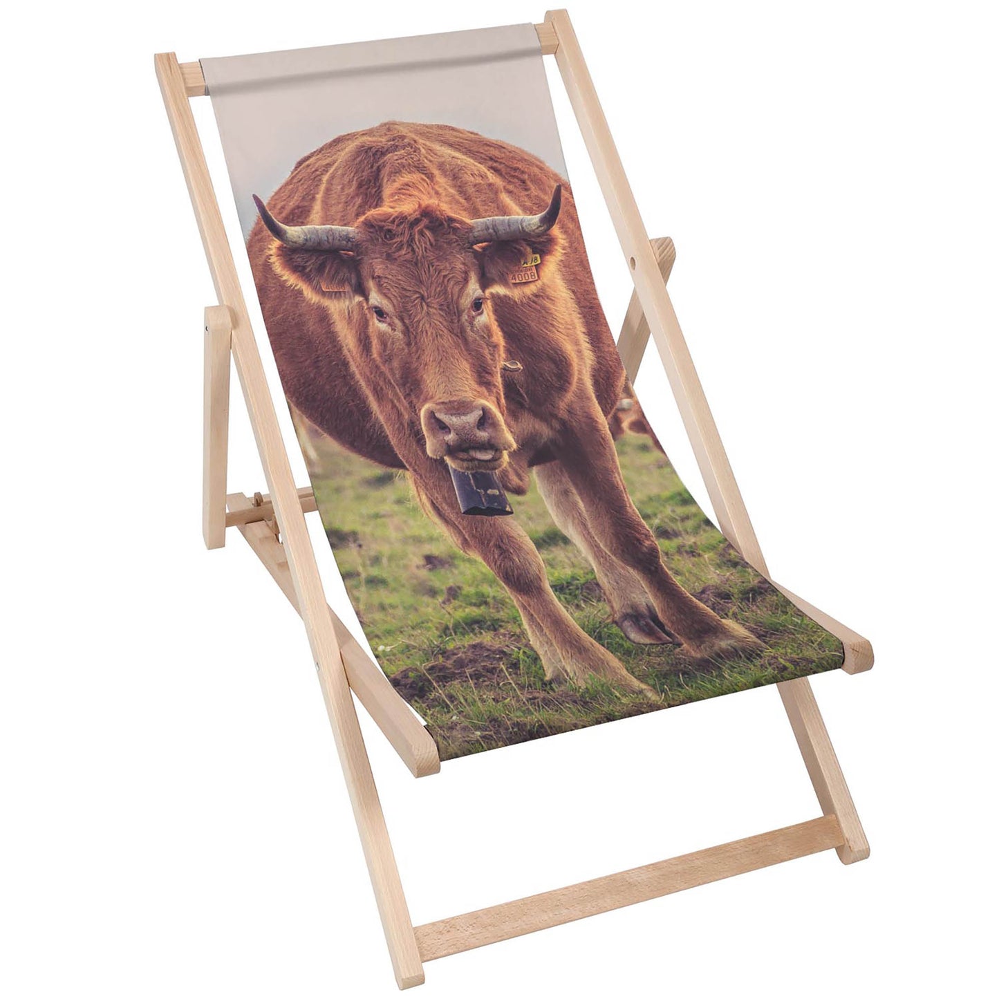 Holz Liegestuhl Red Cow