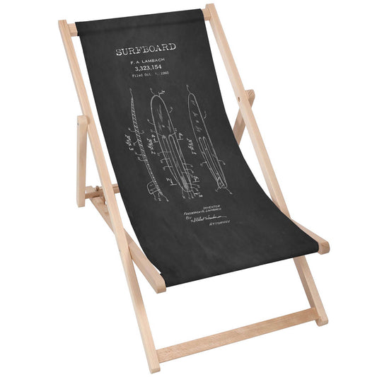 Holz Liegestuhl Surfboard Black